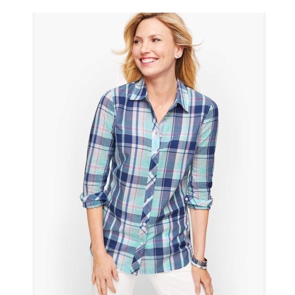 Talbots Classic Cotton Picnic Plaid Button Down